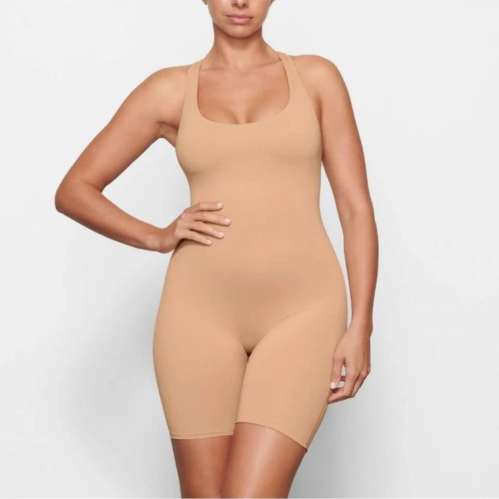 NWT Skims Swim Cycle Suit One Piece Women's Size M Ochre Racerback Scoop Neck L